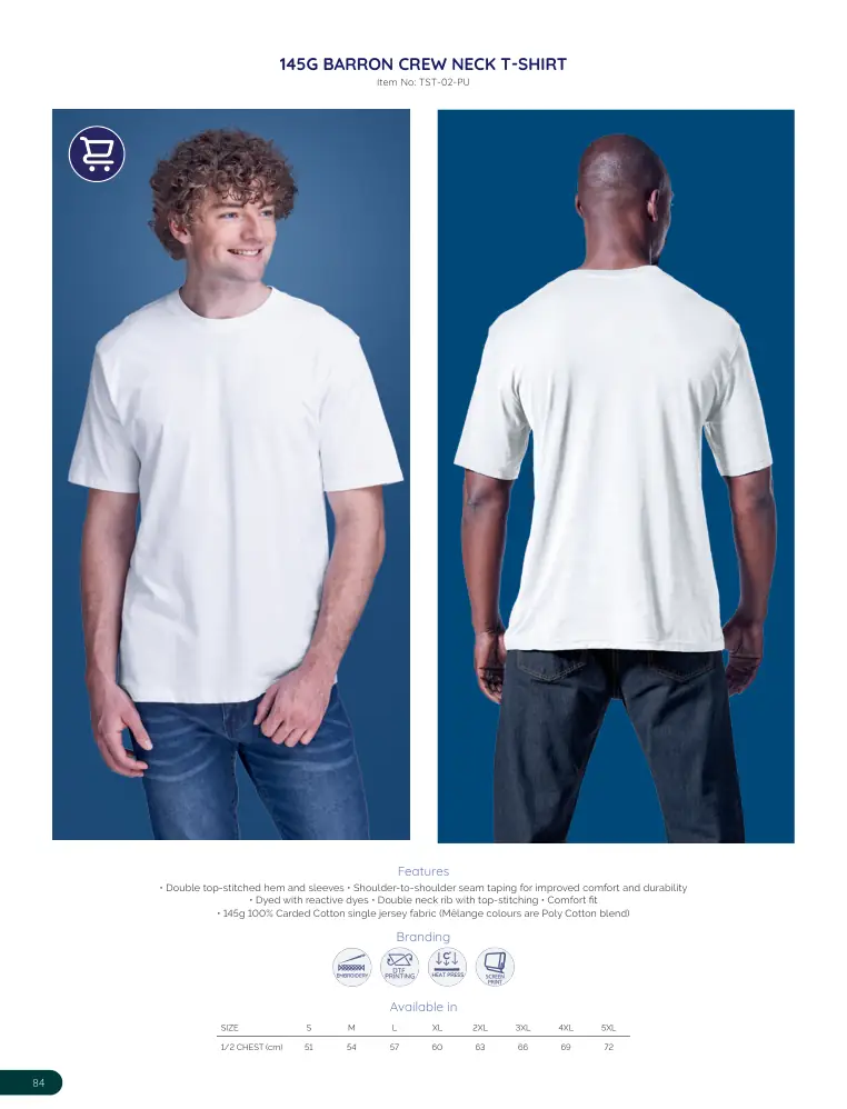 145G Barron Crew Neck T-Shirt TST-02-PU
