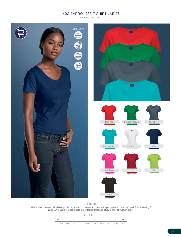 160G Barroness T-Shirt Ladies TST-02-PW