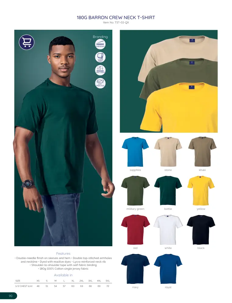 180G Barron Crew Neck T-Shirt TST-02-QX