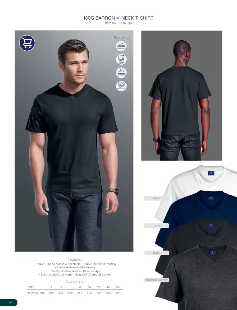 180G Barron V-Neck T-Shirt TST-02-QA
