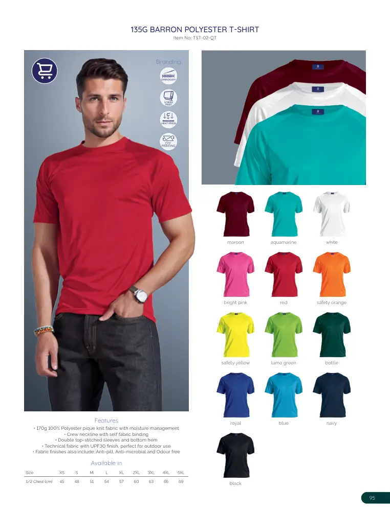135G Barron Polyester T-Shirt TST-02-QT
