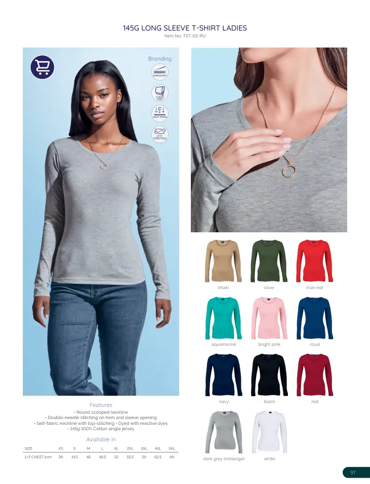 145G Long Sleeve T-Shirt Ladies TST-02-RU
