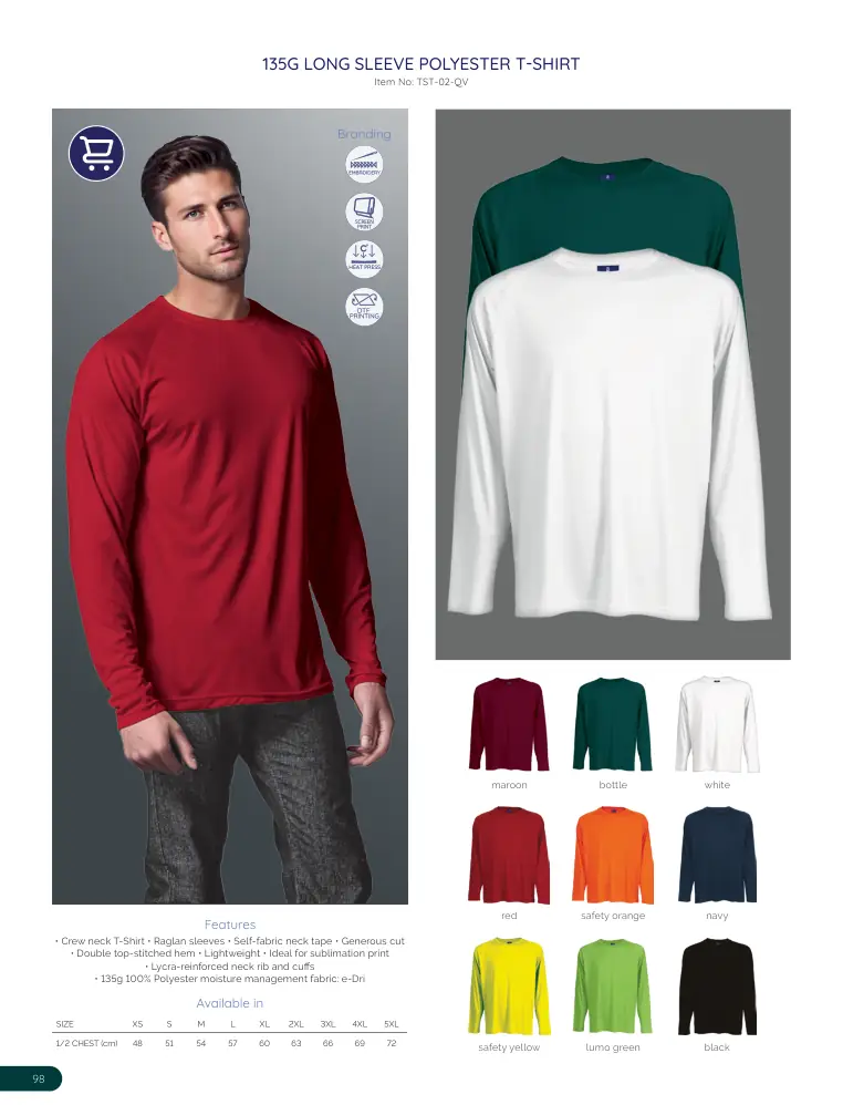 135G Long Sleeve Polyester T-Shirt TST-02-QV