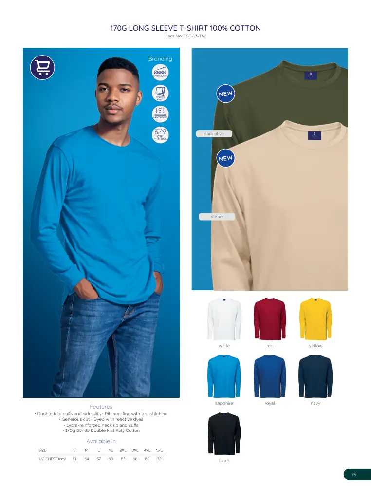 170G Long Sleeve T-Shirt 100% Cotton TST-17-TW