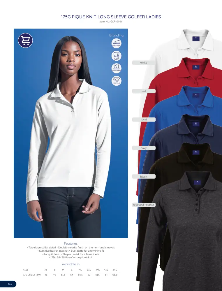 175G Pique Knit Long Sleeve Golfer Ladies GLF-01-UI