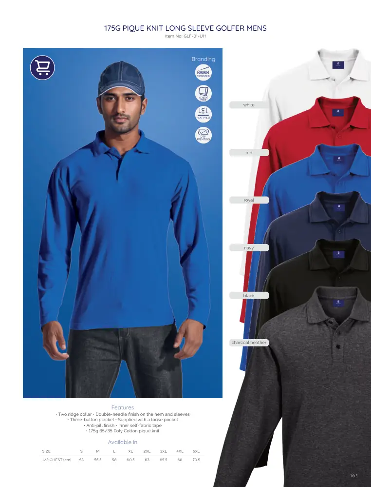 175G Pique Knit Long Sleeve Golfer Mens GLF-01-UH