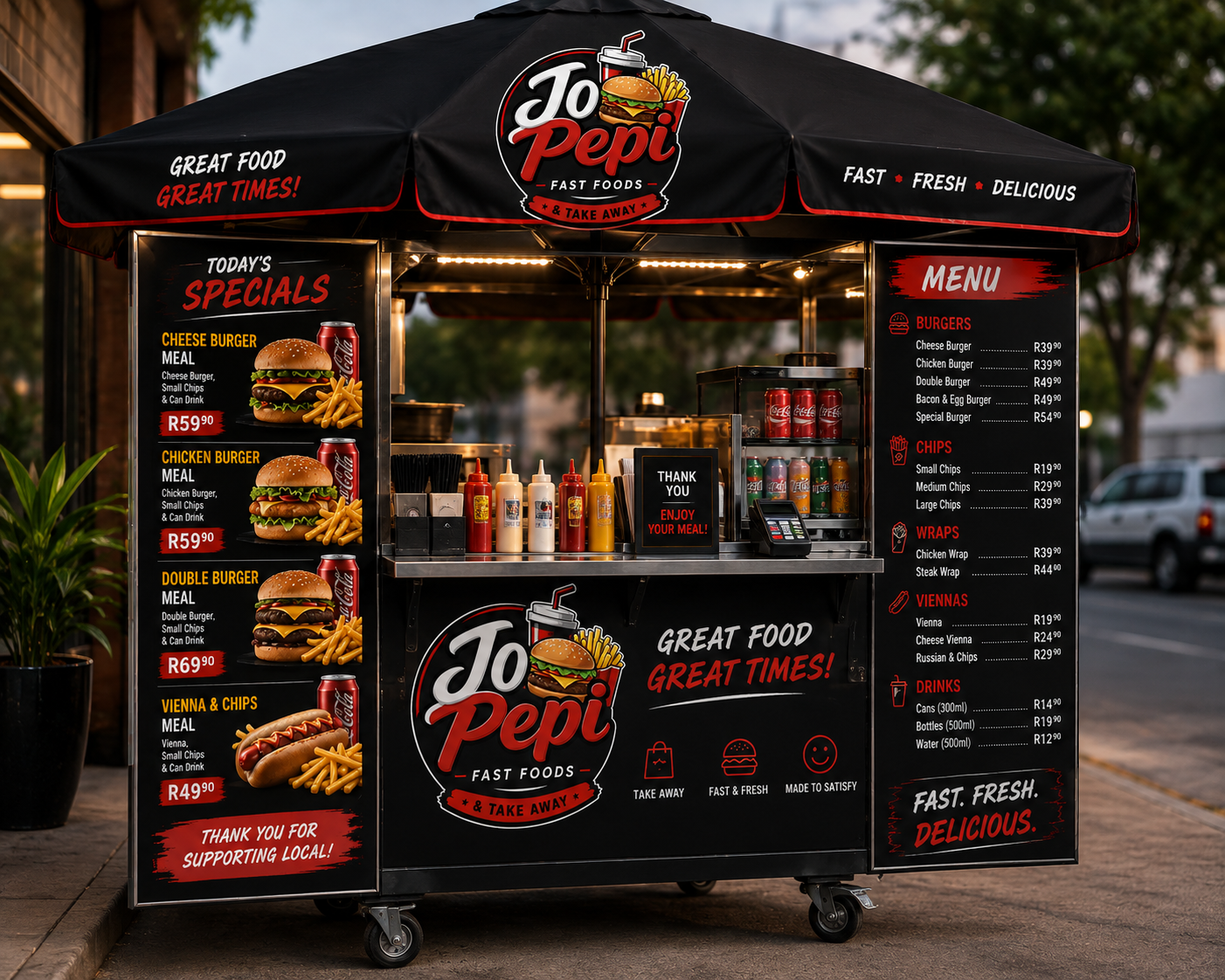 Jo Pepi branded food cart