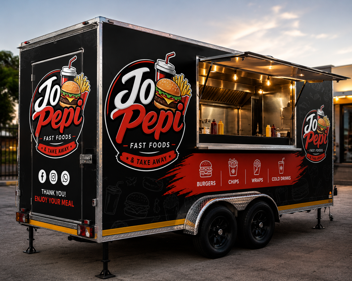 Jo Pepi branded food trailer