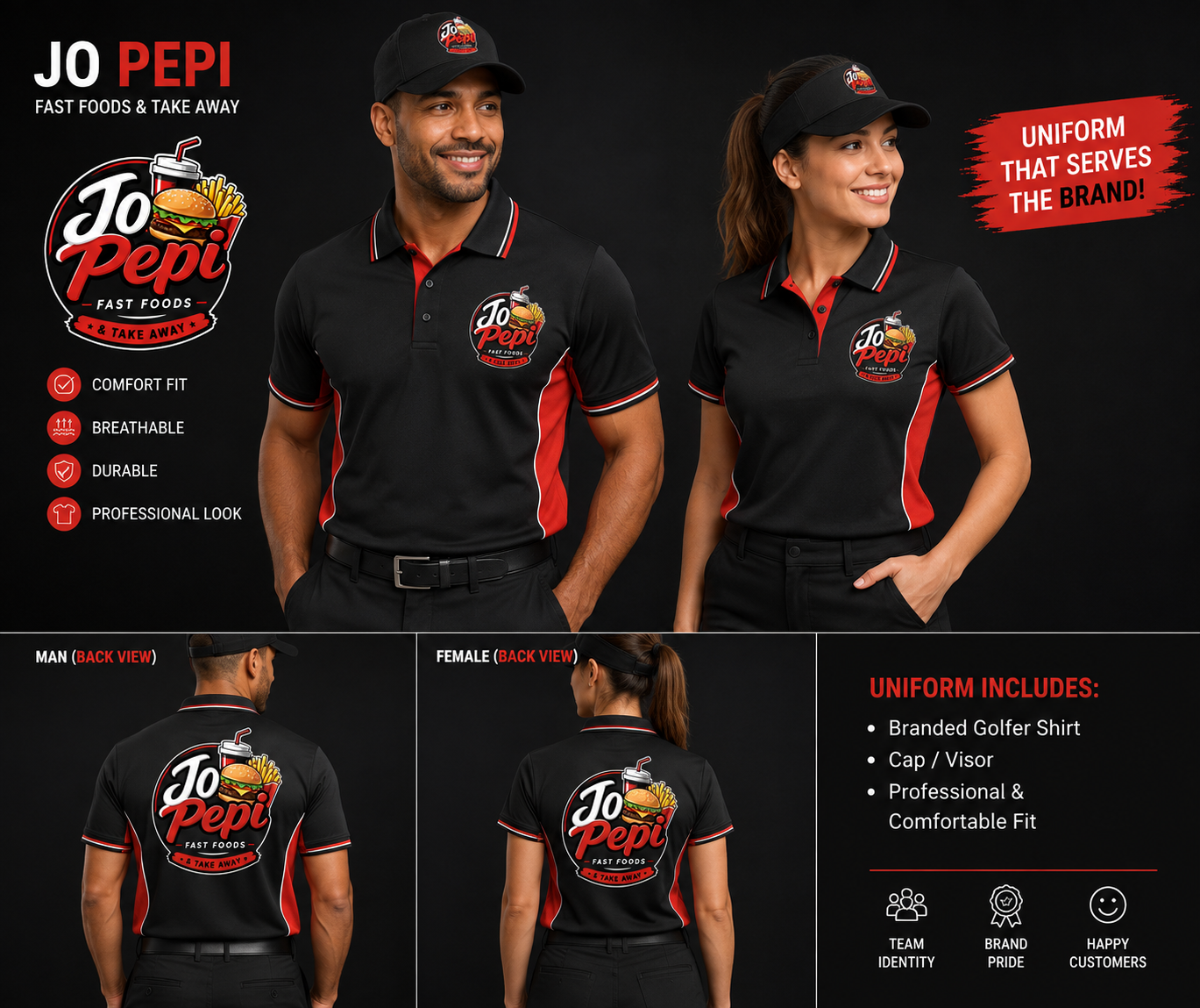 Jo Pepi branded staff uniforms